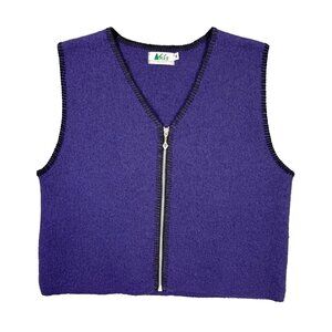 REI Wool Vest Womens Medium M Purple Full Zip Top Vintage 90s